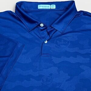 Peter Millar Featherweight Polo Mens XXL Navy Blue Camo UPF50+ Golf Performance
